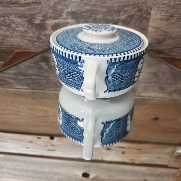 Currier & Ives Vintage Sugar Bowl & Lid - Picture 7 of 7